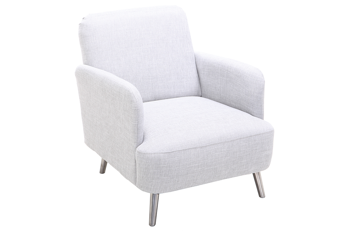 Design-Sessel Perlgrau und Metallbeine BART