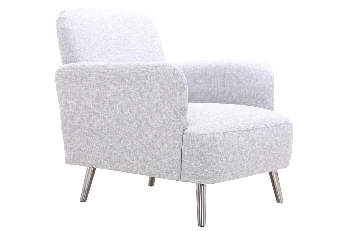 Design-Sessel Perlgrau und Metallbeine BART