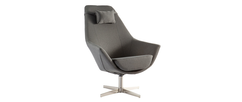 Design-Sessel Polyester Dunkelgrau Aluminium-Sternfuß AMADEO