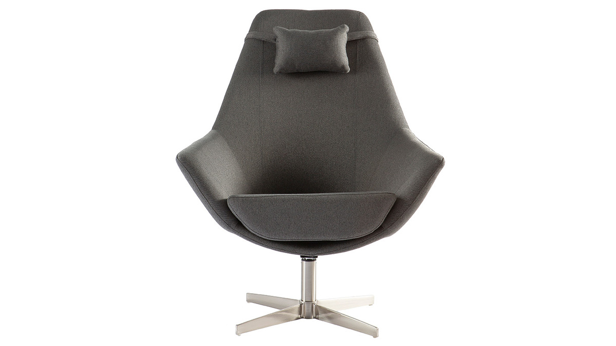 Design-Sessel Polyester Dunkelgrau Aluminium-Sternfu AMADEO