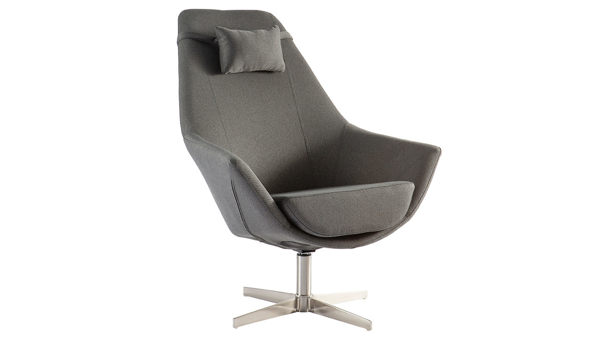 Design-Sessel Polyester Dunkelgrau Aluminium-Sternfu AMADEO