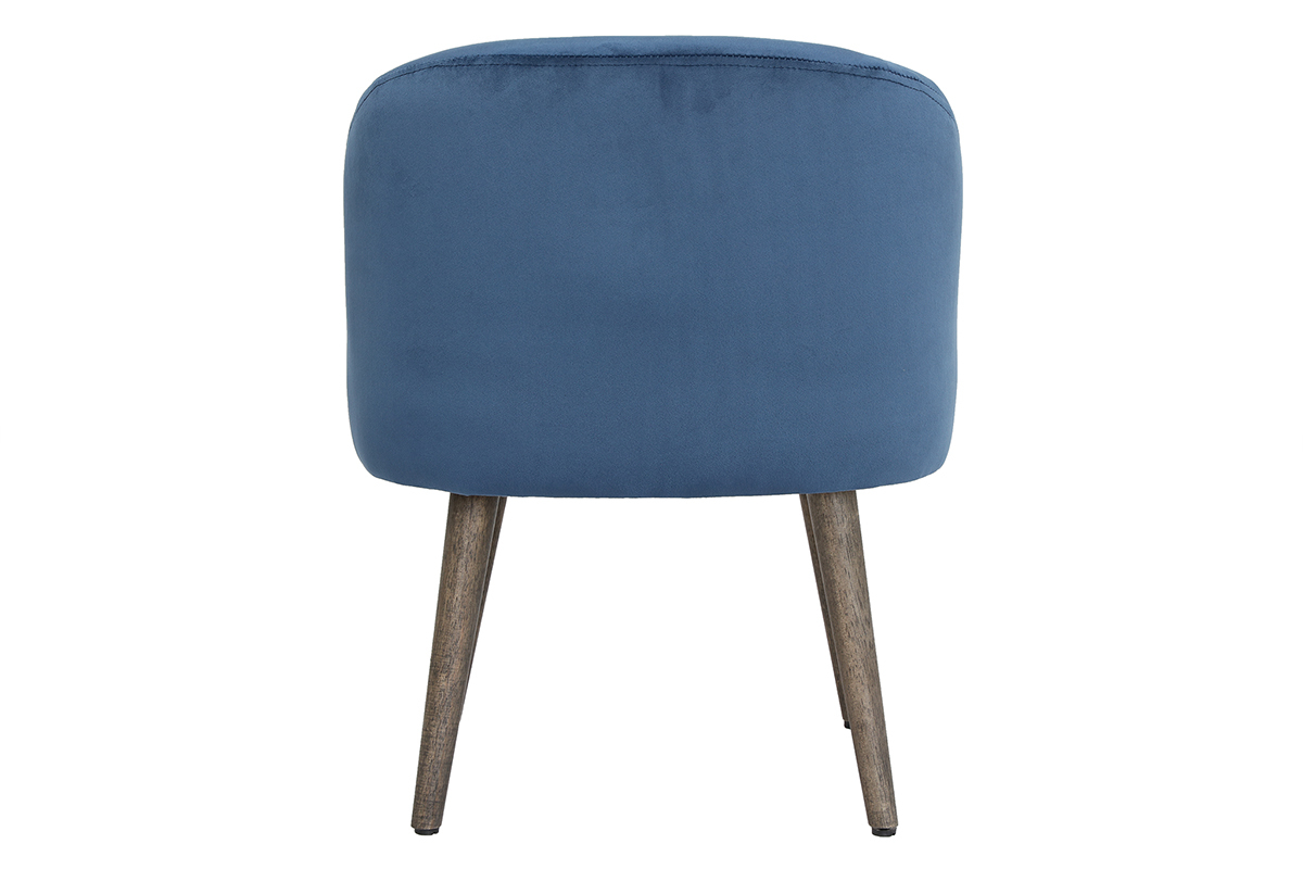 Design-Sessel Samt Blau Holzbeine UTA
