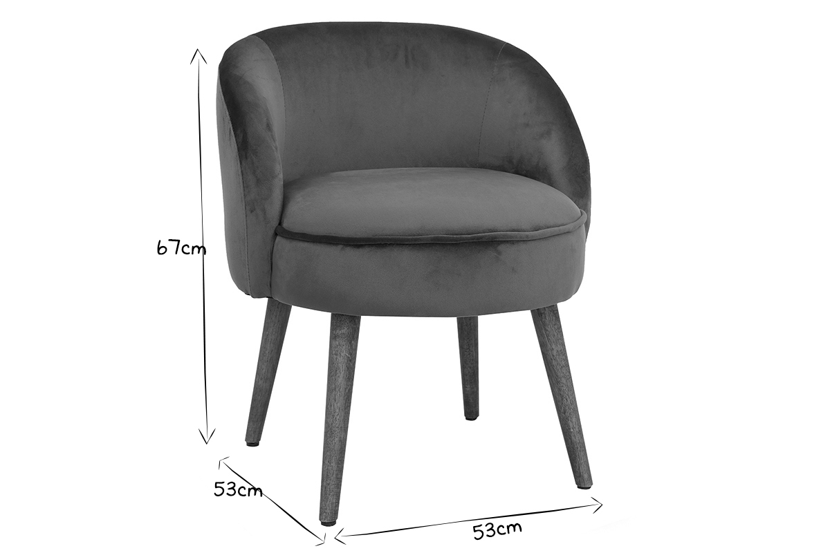 Design-Sessel Samt Blau Holzbeine UTA