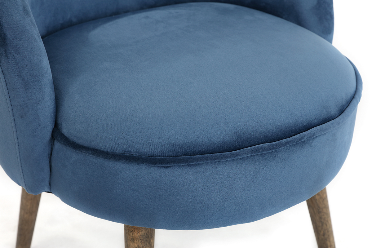 Design-Sessel Samt Blau Holzbeine UTA