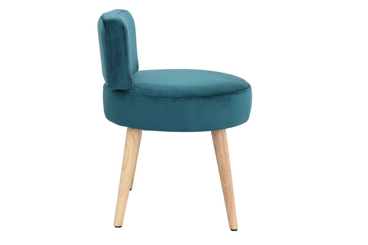 Design-Sessel Samt Blaugrn und Holz CELESTE