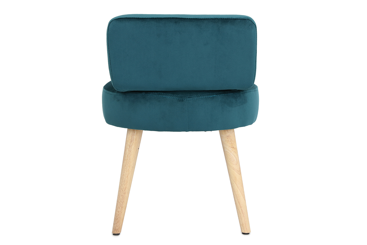 Design-Sessel Samt Blaugrn und Holz CELESTE