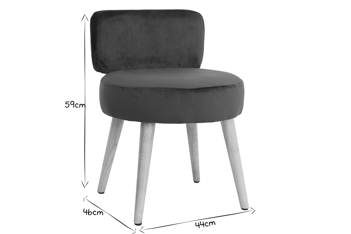 Design-Sessel Samt Blaugrn und Holz CELESTE