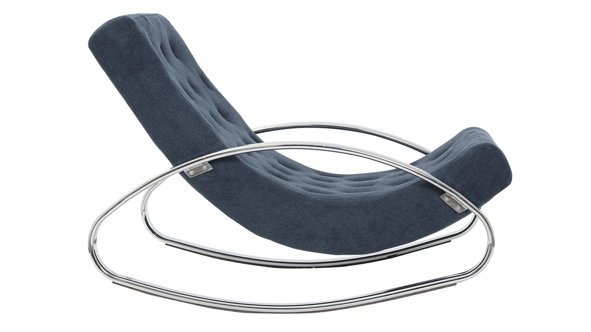 Design-Sessel Schaukelstuhl CHESTY blauer Samt