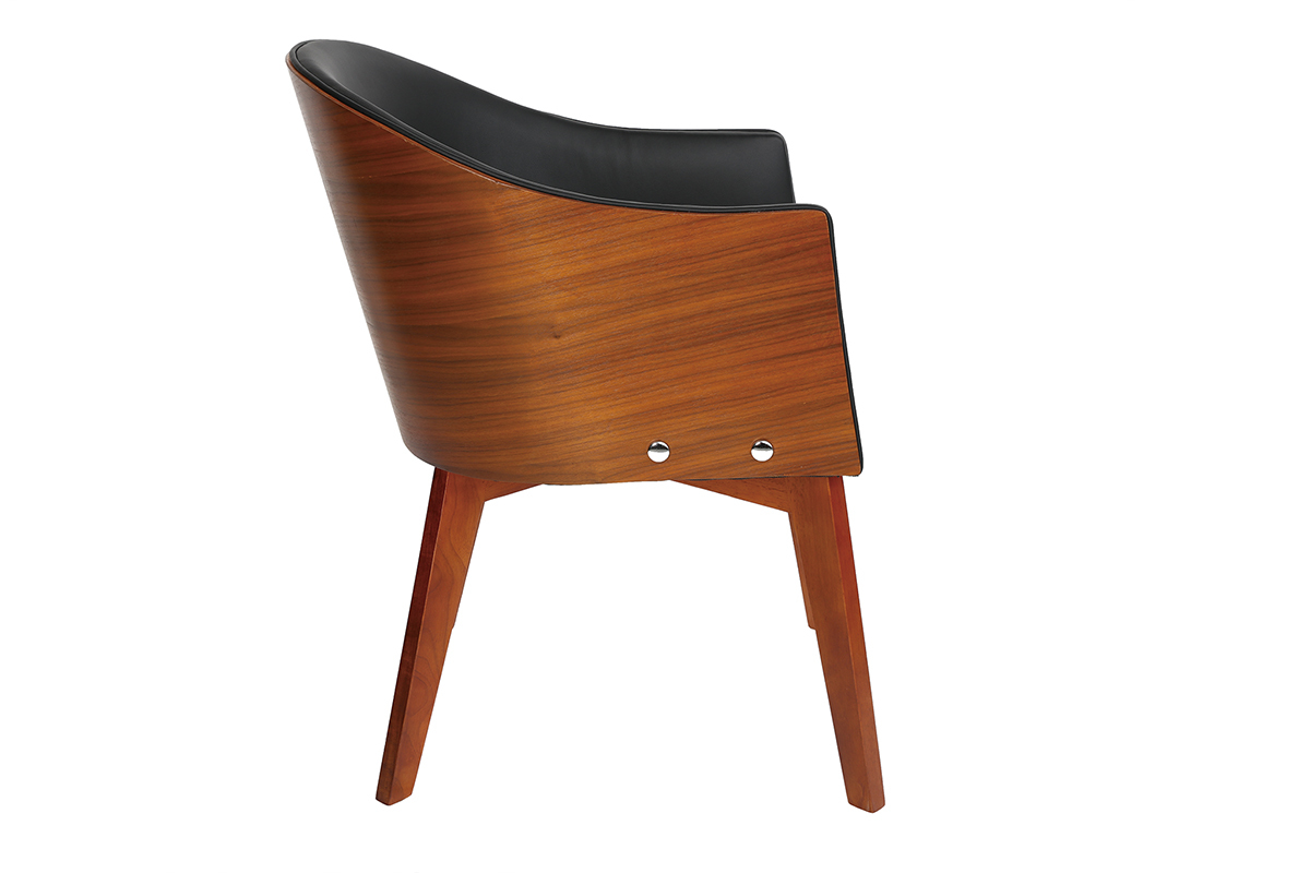 Design-Sessel Schwarz und Nussbaum NORDECO