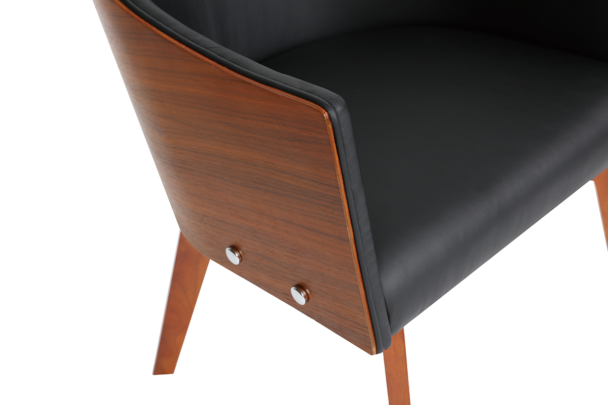 Design-Sessel Schwarz und Nussbaum NORDECO