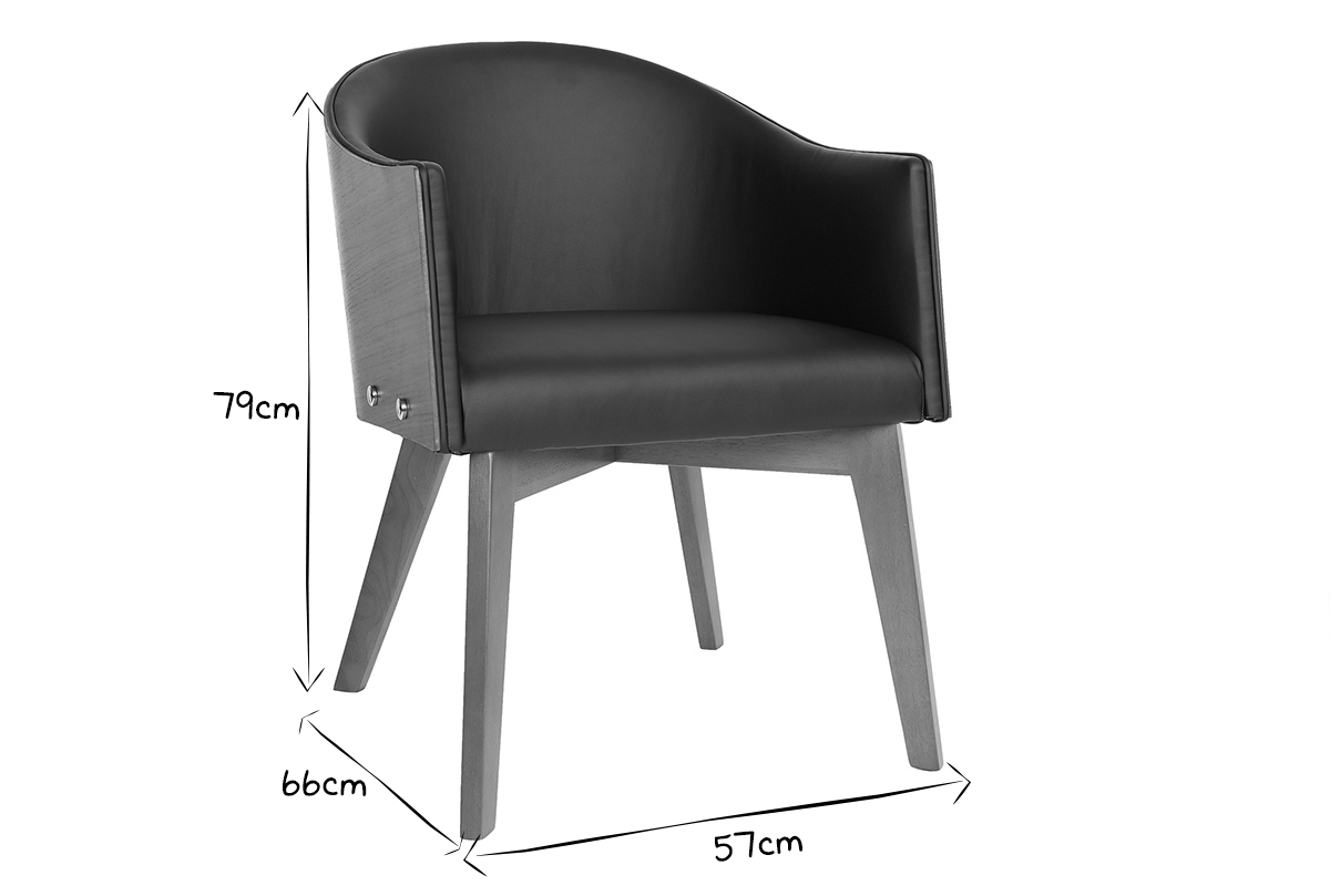 Design-Sessel Schwarz und Nussbaum NORDECO
