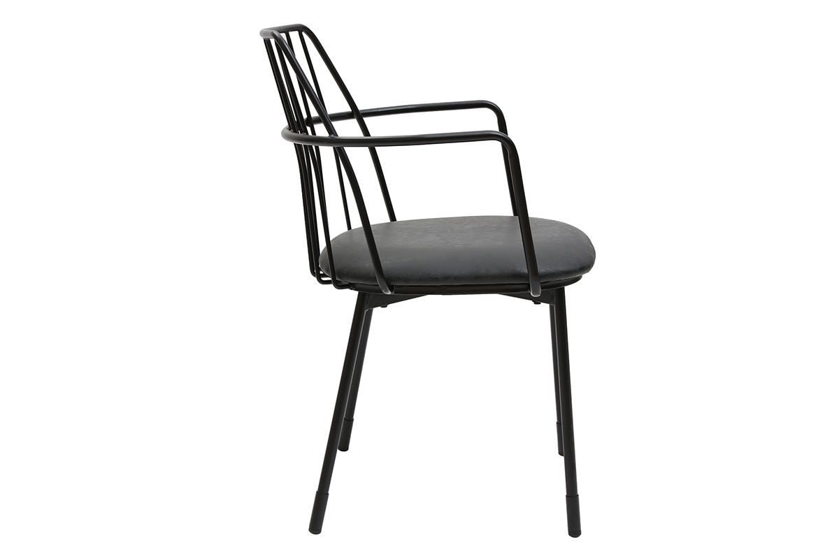 Design-Sessel schwarzes Metall mit Kissen (2er-Set) GRID