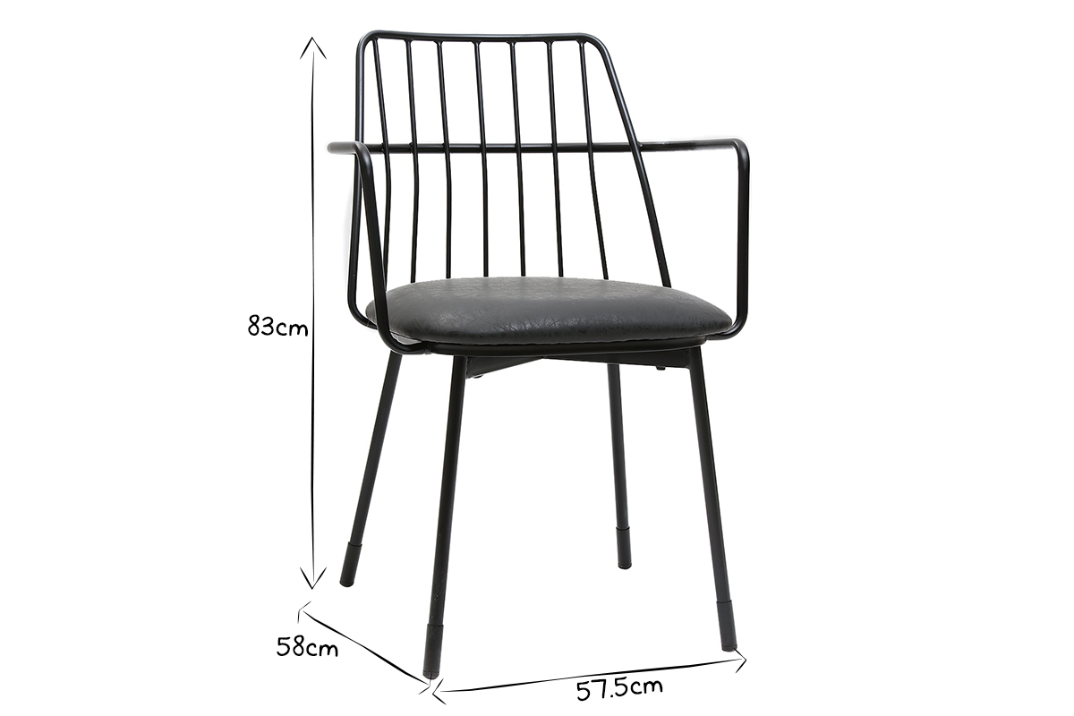 Design-Sessel schwarzes Metall mit Kissen (2er-Set) GRID