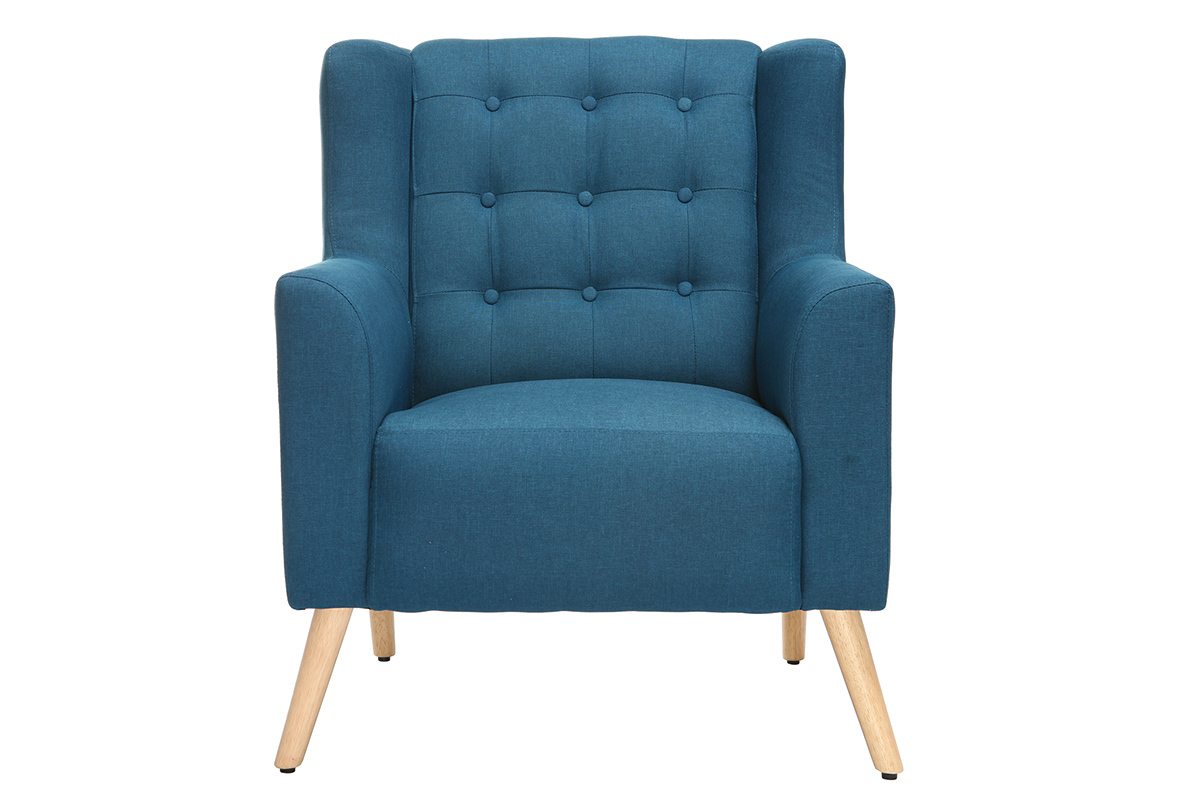 Design-Sessel skandinavisch Blaugrn und helles Holz BRIGHTON