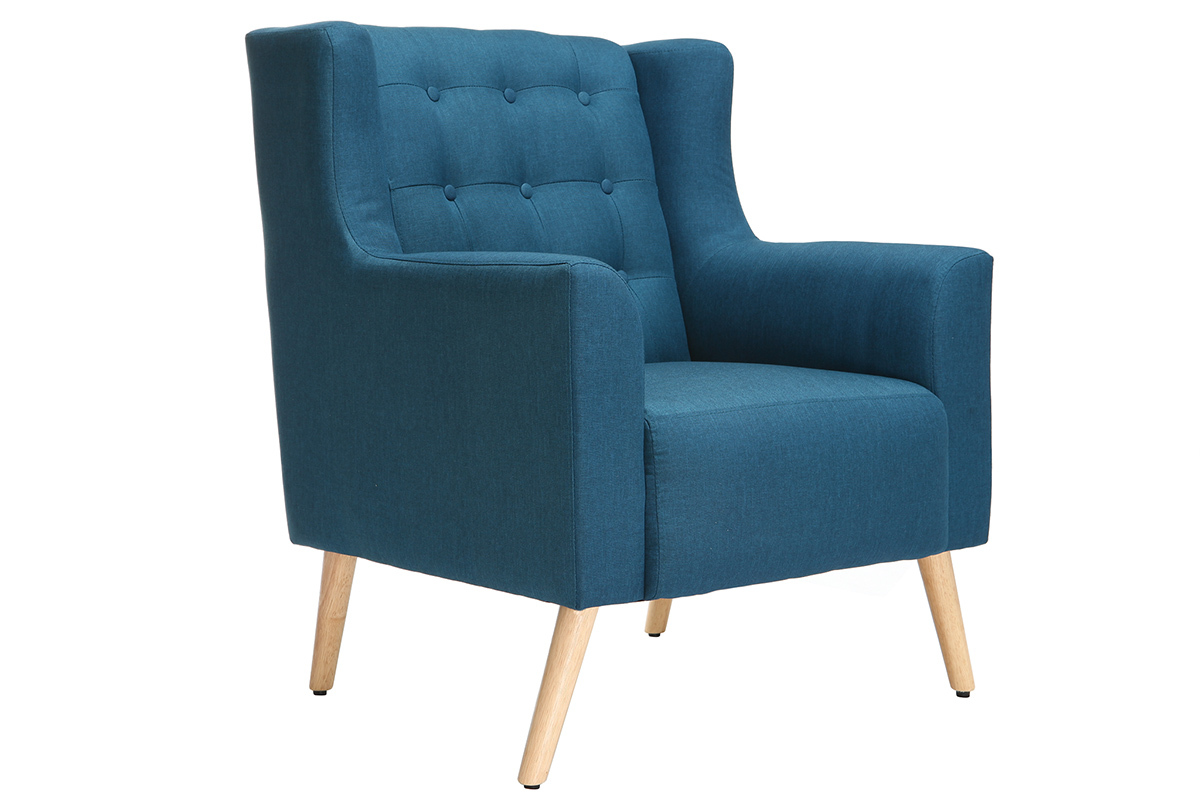 Design-Sessel skandinavisch Blaugrn und helles Holz BRIGHTON