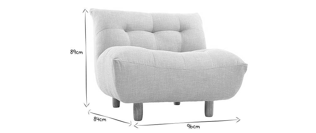 Design-Sessel skandinavisch Grau und Eiche YUMI