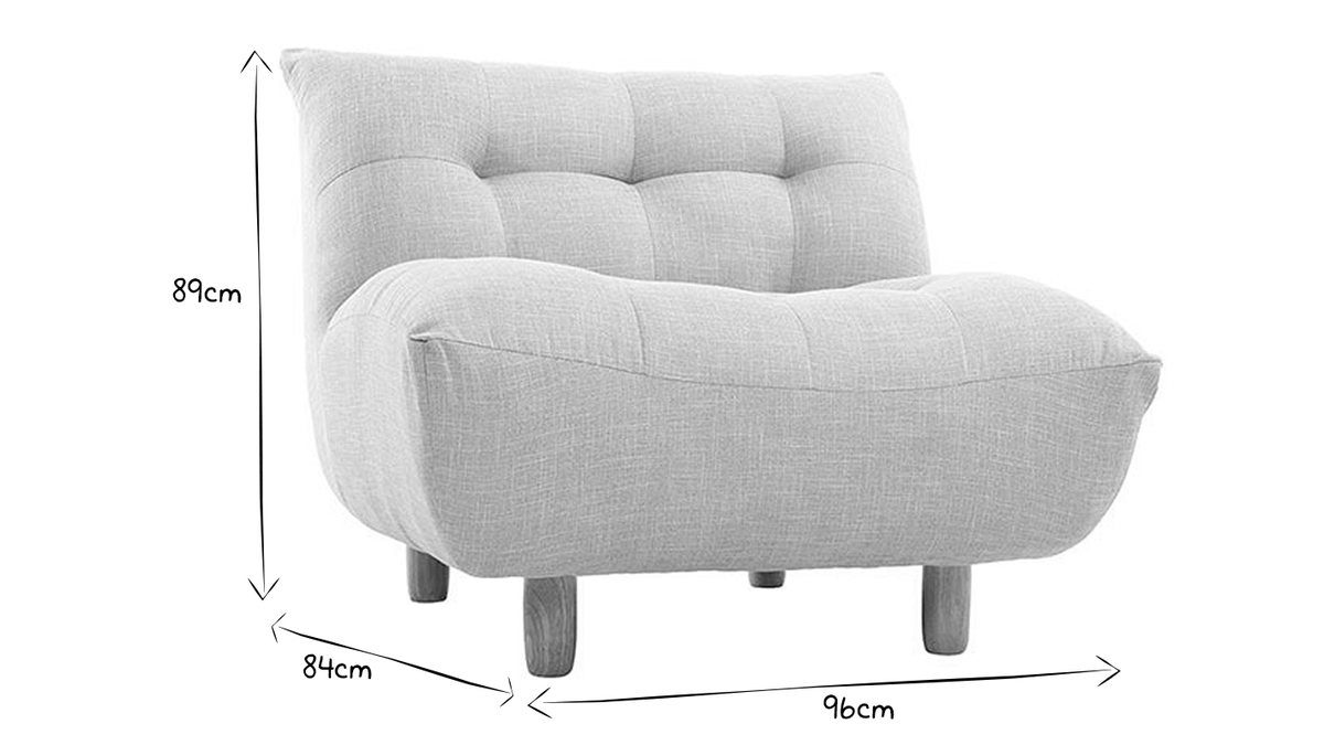 Design-Sessel skandinavisch Grau und Eiche YUMI