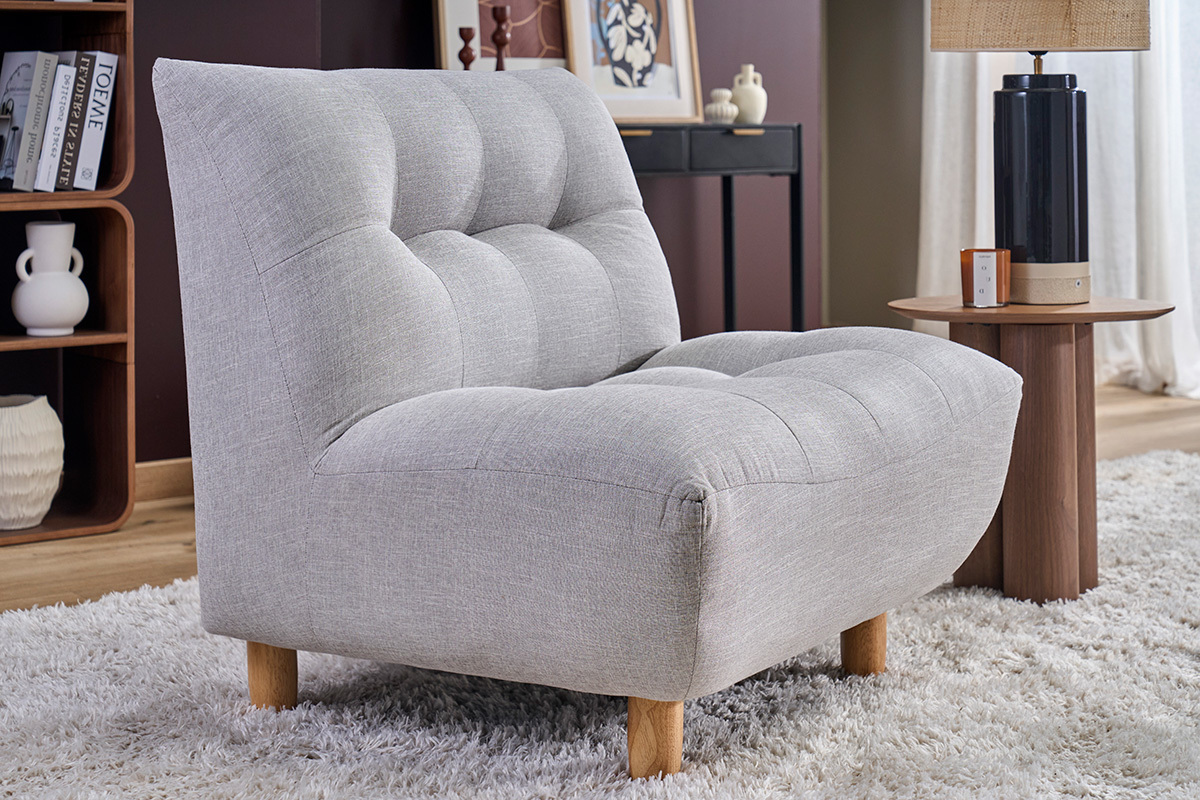 Design-Sessel skandinavisch Grau und Eiche YUMI