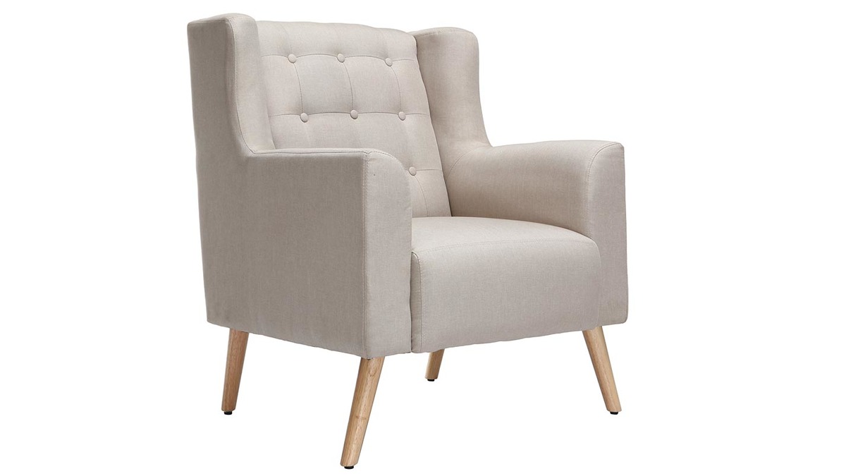 Design-Sessel skandinavisch naturfarben und helles Holz BRIGHTON