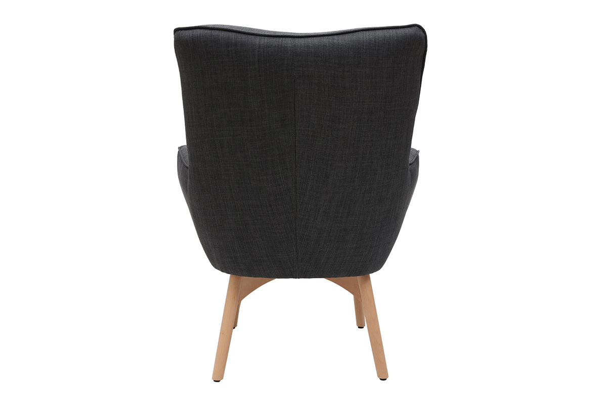 Design-Sessel skandinavisch und Fuablage Dunkelgrau und helles Holz BRISTOL