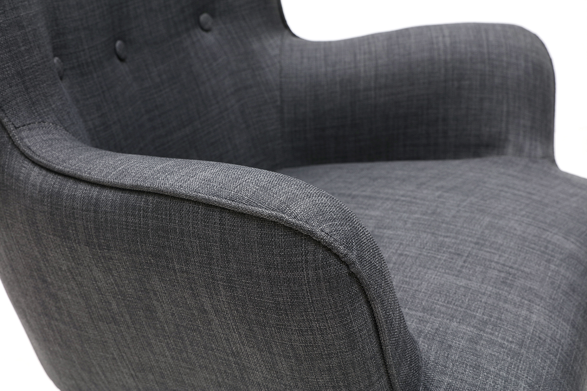Design-Sessel skandinavisch und Fuablage Dunkelgrau und helles Holz BRISTOL