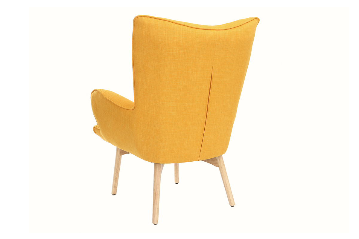 Design-Sessel skandinavisch und Fuablage Gelb und helles Holz BRISTOL