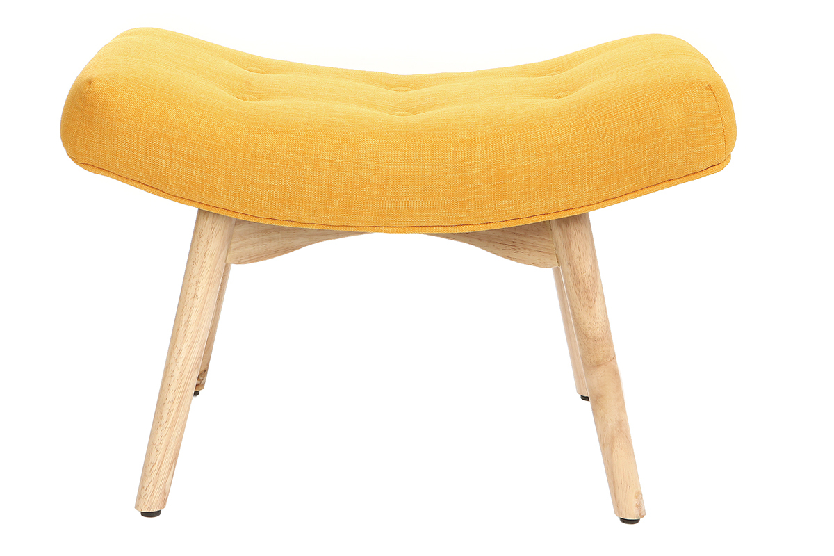 Design-Sessel skandinavisch und Fuablage Gelb und helles Holz BRISTOL