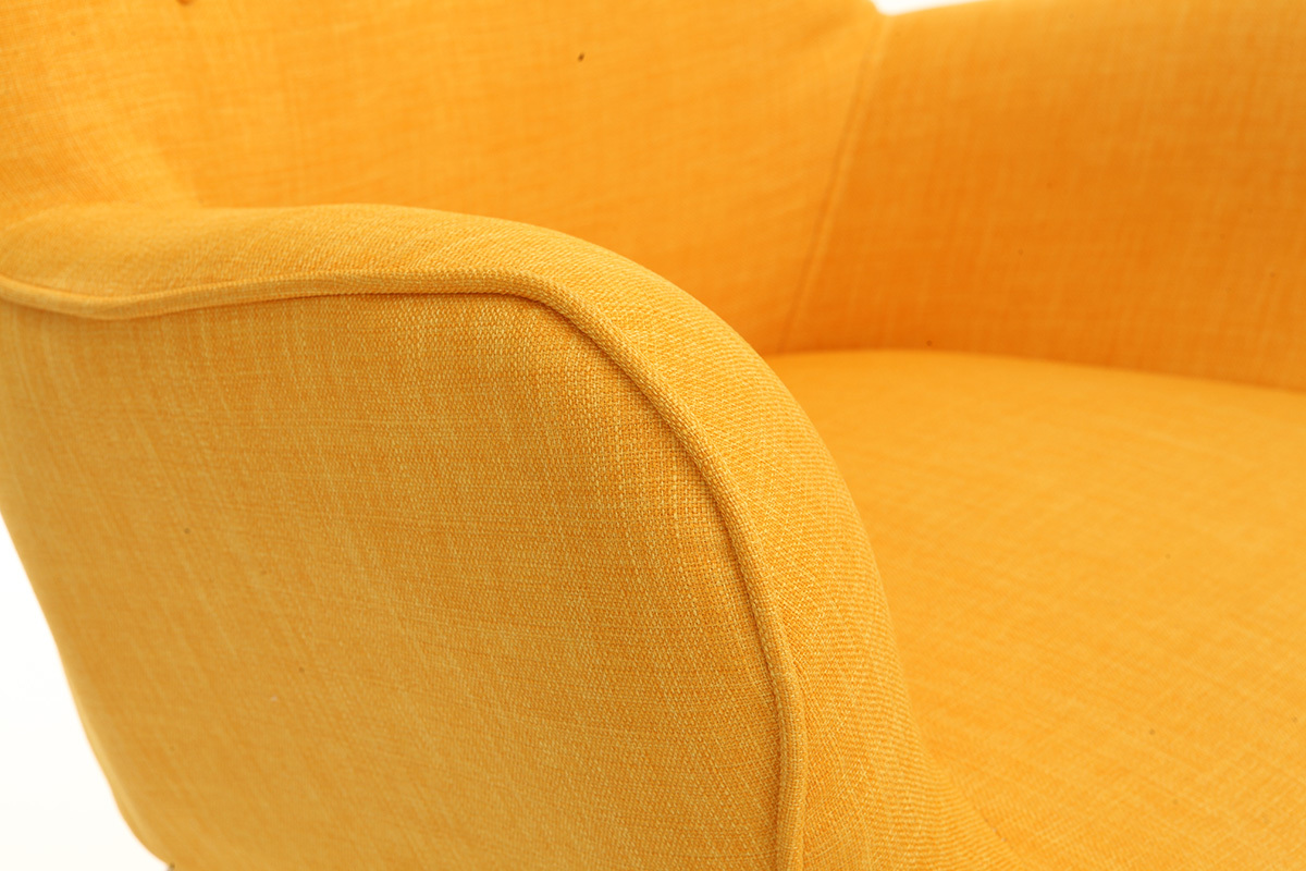 Design-Sessel skandinavisch und Fuablage Gelb und helles Holz BRISTOL