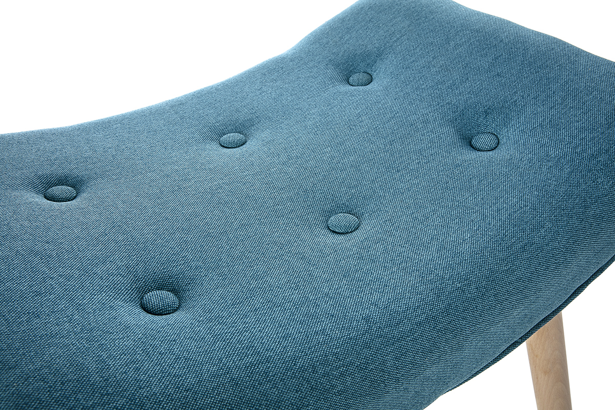 Design-Sessel skandinavisch und Fuablage Petrolblau und helles Holz BRISTOL
