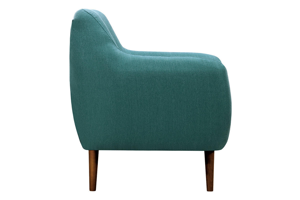 Design-Sessel Stoff Blaugrn Beine Nussbaum OLAF