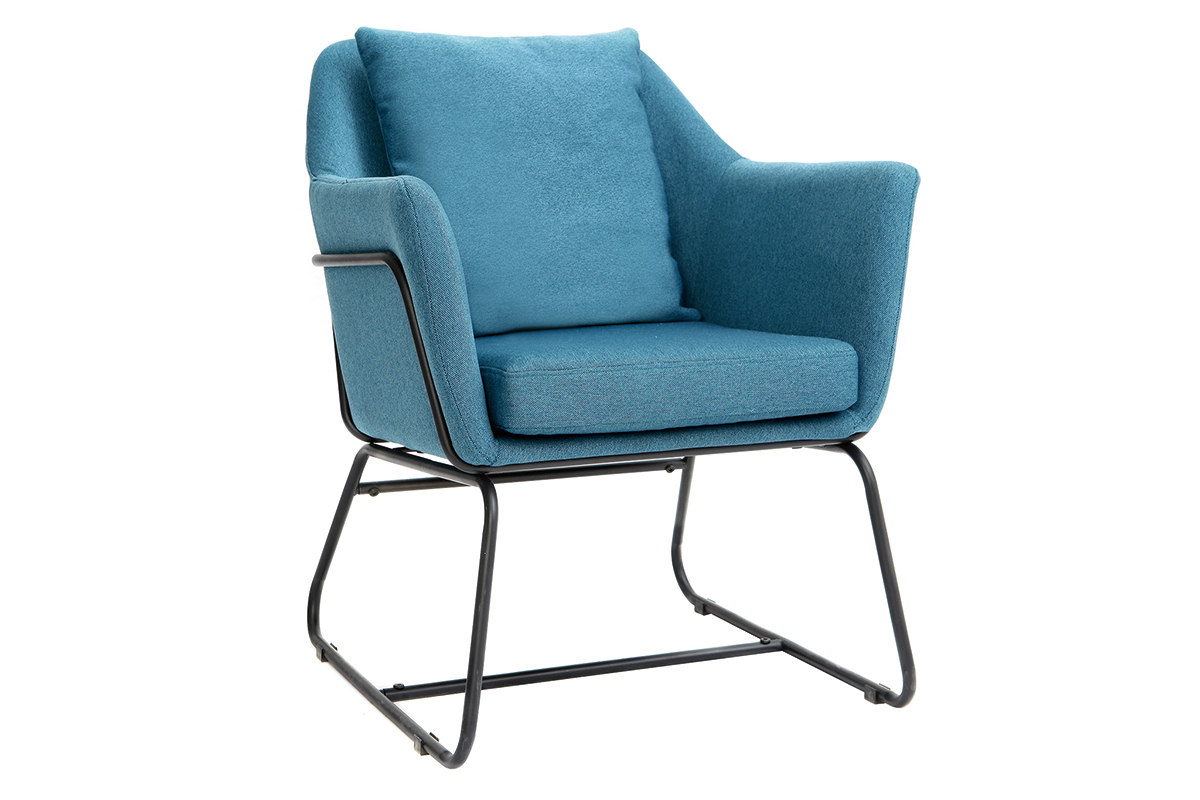 Design-Sessel Stoff Blaugrn und Metallgestell Schwarz MONROE