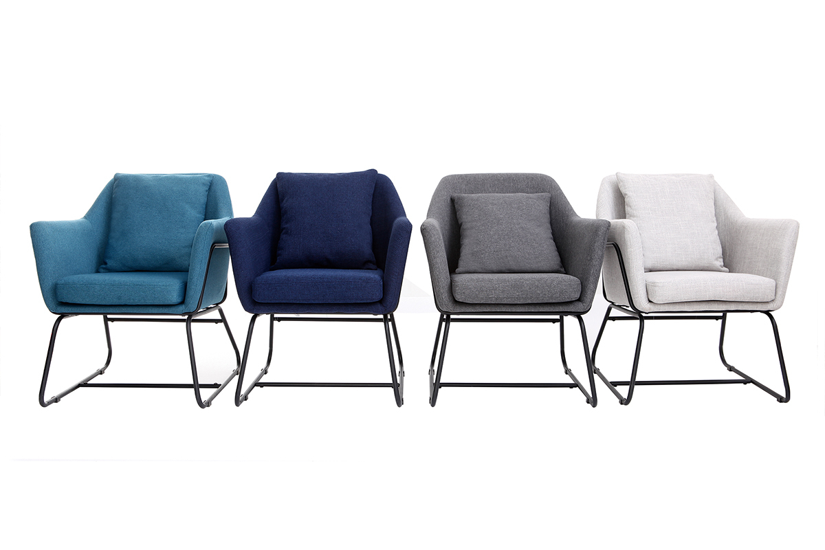 Design-Sessel Stoff Blaugrn und Metallgestell Schwarz MONROE