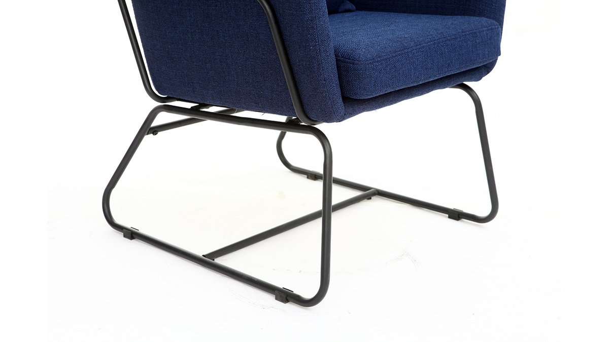 Design-Sessel Stoff Dunkelblau und Metallgestell Schwarz MONROE