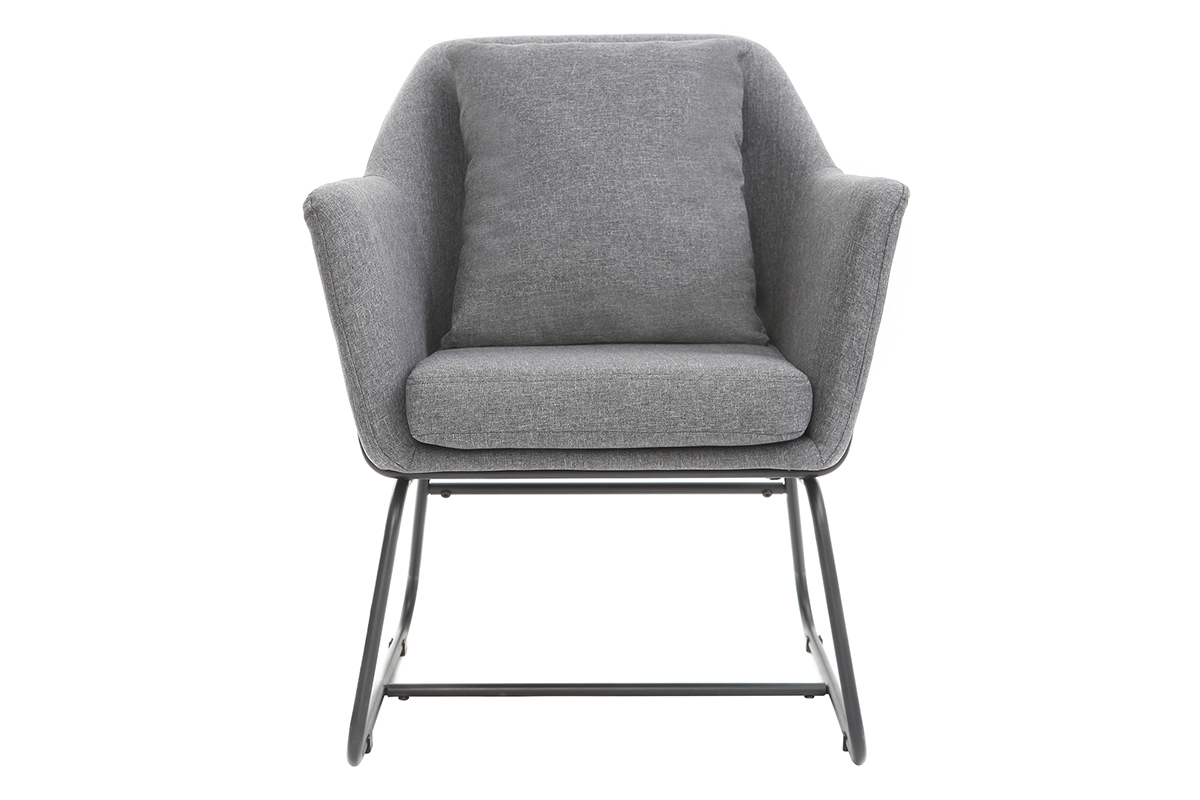 Design-Sessel Stoff Dunkelgrau und Metallgestell Schwarz MONROE