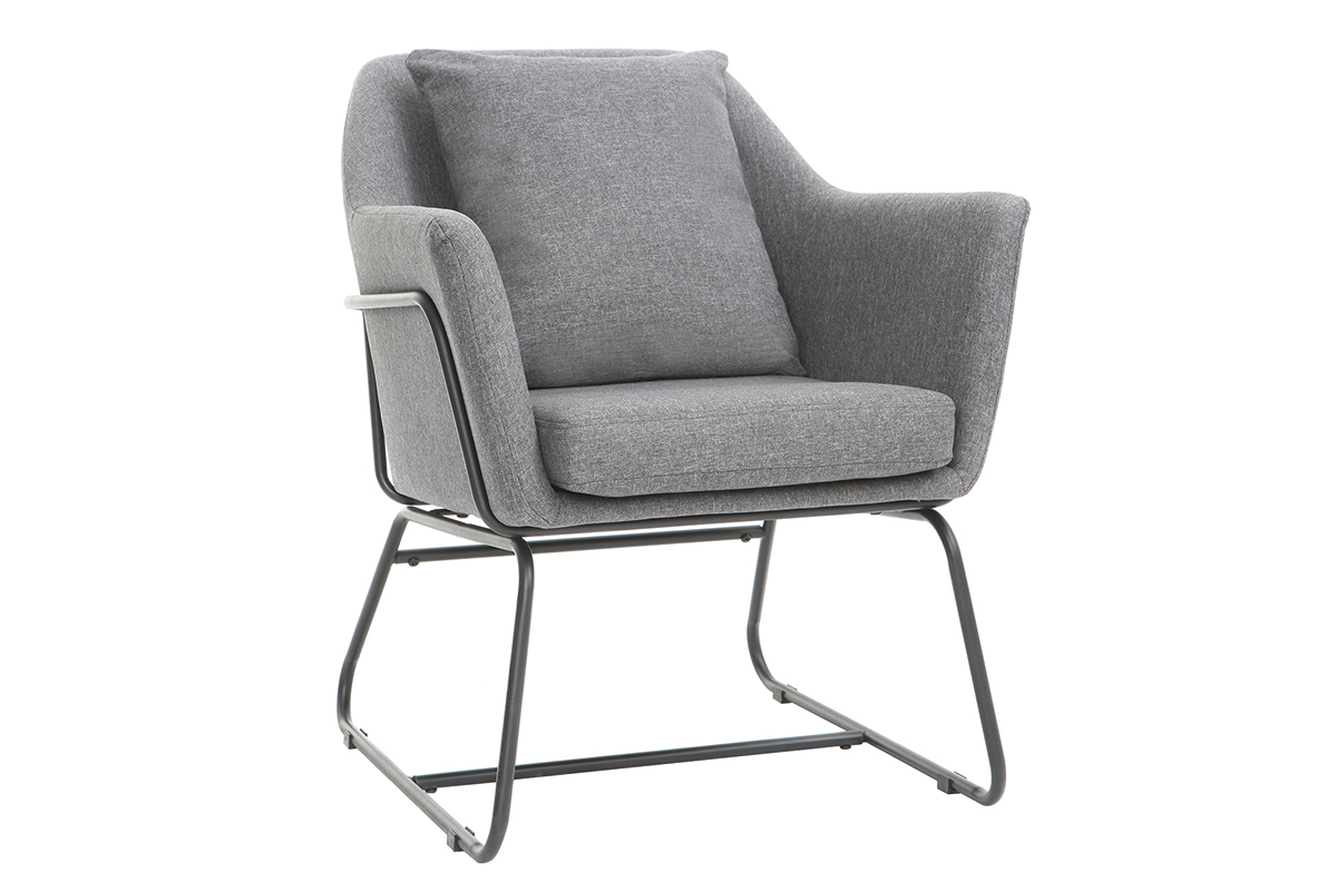 Design-Sessel Stoff Dunkelgrau und Metallgestell Schwarz MONROE