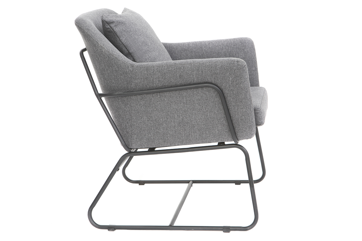 Design-Sessel Stoff Dunkelgrau und Metallgestell Schwarz MONROE
