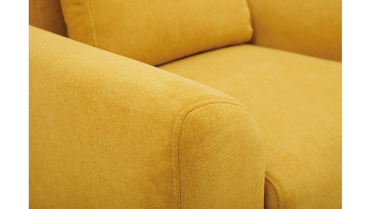 Design-Sessel Stoff Gelb und Füße Eiche EKTOR