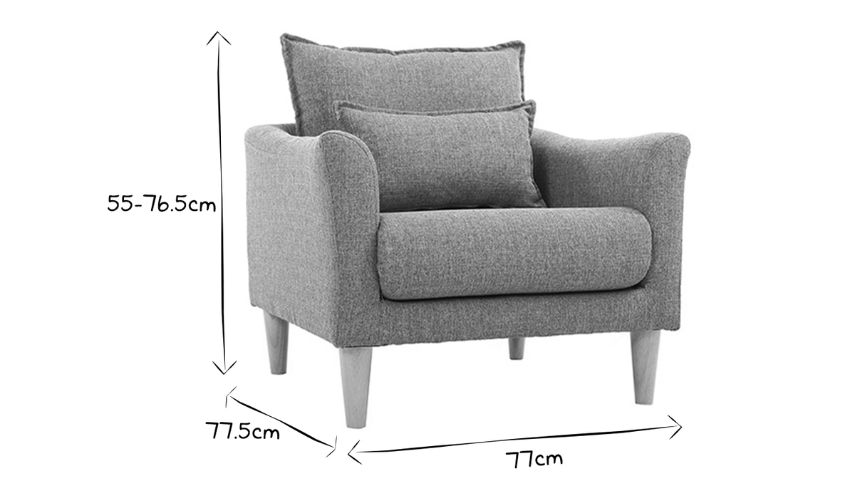 Design-Sessel Stoff Grau und Eiche KATE