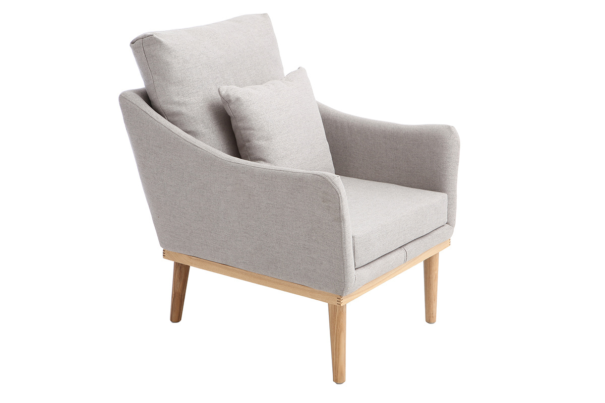 Design-Sessel Stoff Grau und Esche NORI