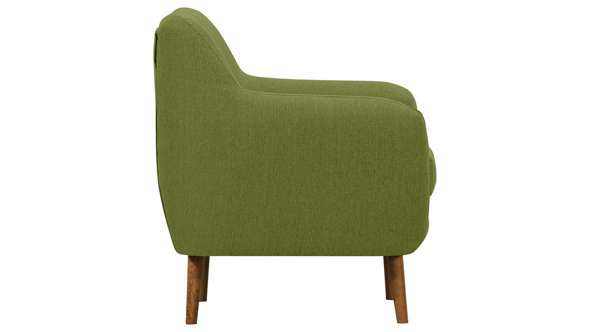 Design-Sessel Stoff Grn Beine aus hellem Holz OLAF