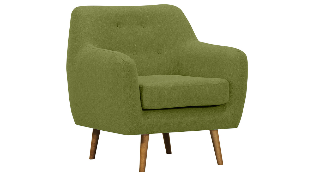 Design-Sessel Stoff Grn Beine aus hellem Holz OLAF