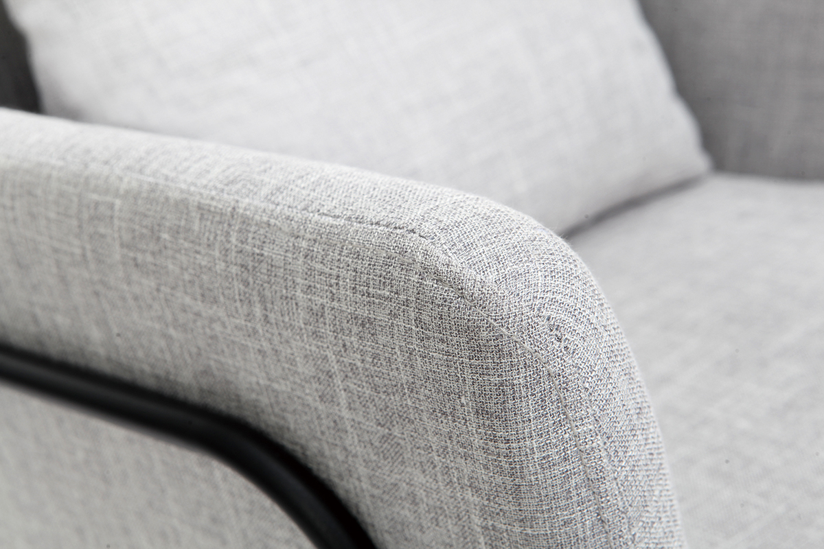 Design-Sessel Stoff Hellgrau und Metallgestell Schwarz MONROE