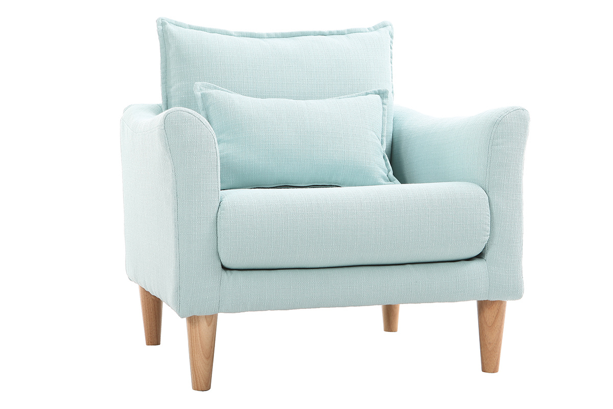 Design-Sessel Stoff Meeresgrn und Eiche KATE