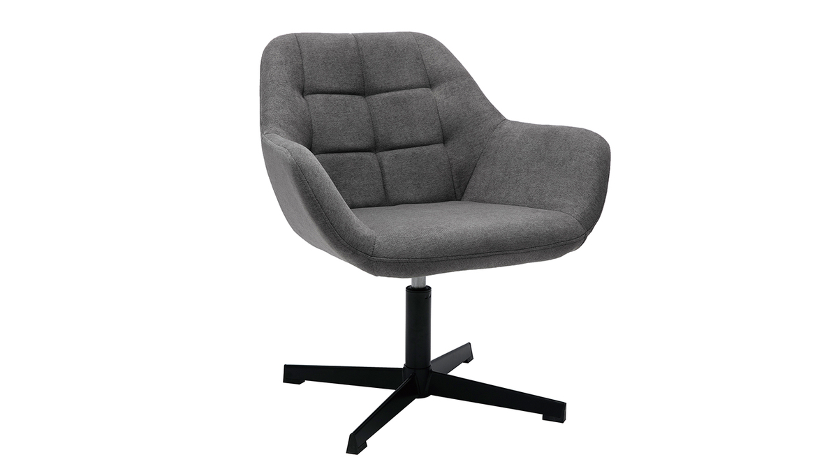 Design-Sessel Stoff mit Samteffekt in Grau und schwarzem Metall DARWIN