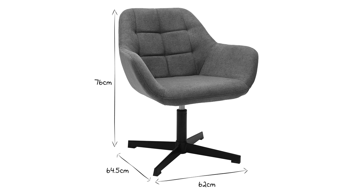 Design-Sessel Stoff mit Samteffekt in Grau und schwarzem Metall DARWIN