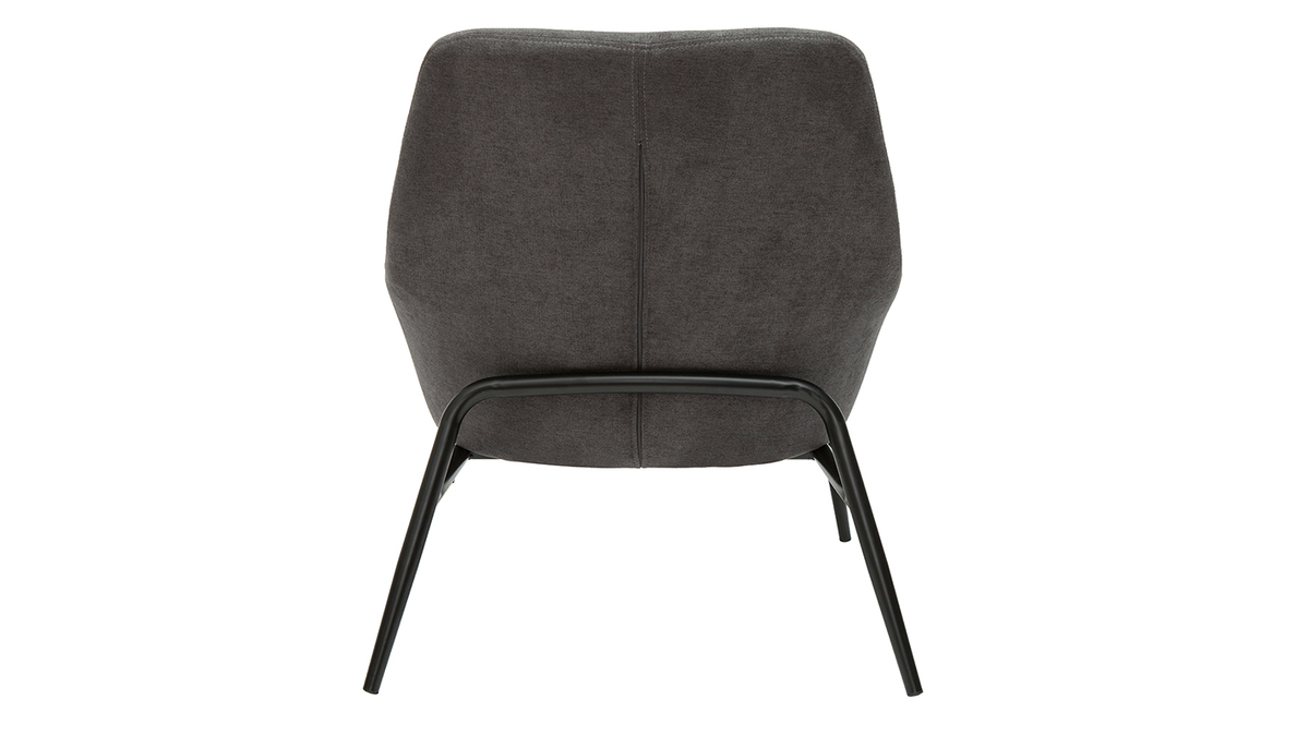Design-Sessel Stoff mit Samteffekt in Grau und schwarzem Metall MAXINE
