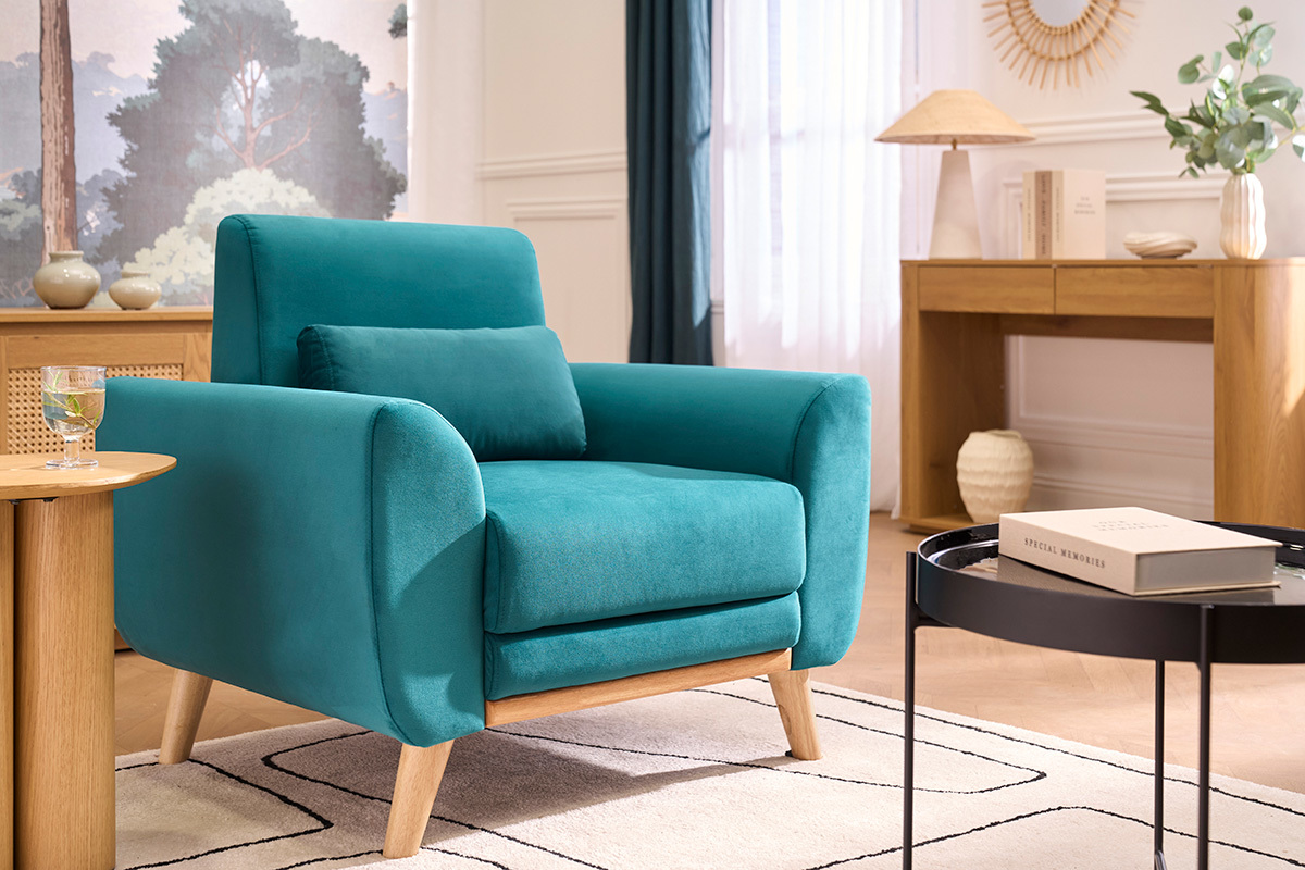 Design-Sessel Stoff Petrolblau EKTOR