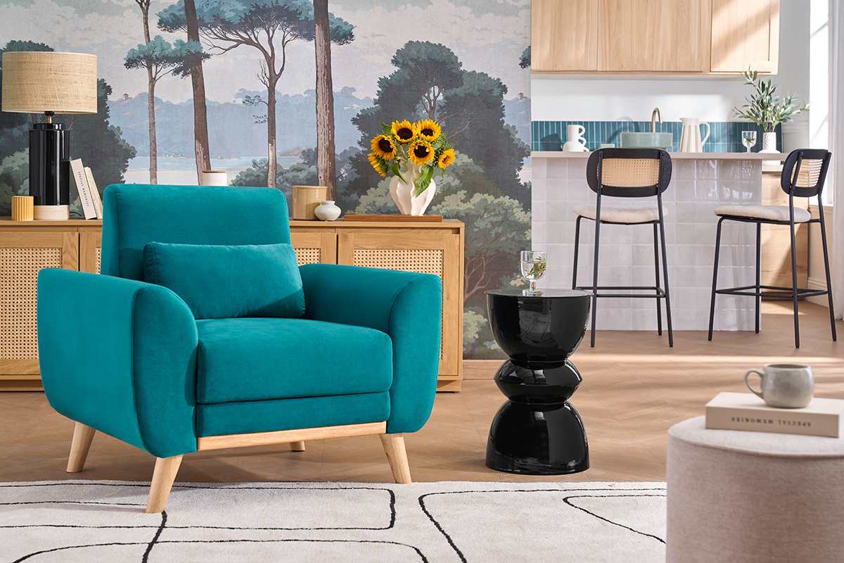 Design-Sessel Stoff Petrolblau EKTOR