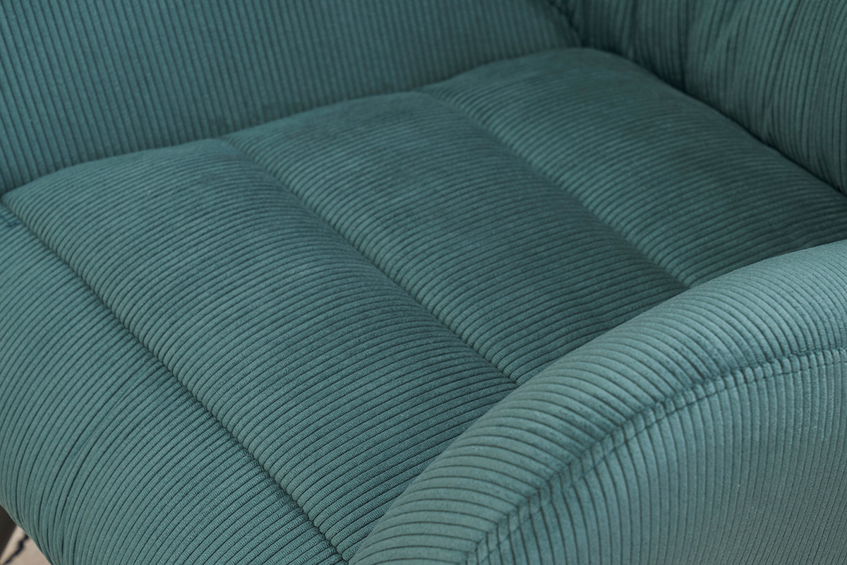 Nahaufnahme des gr�nen Cordstoffes des Sessels ZOE.
