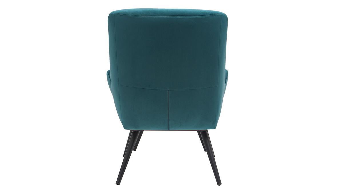 Design-Sessel und Fußstütze aus petrolfarbenem Stoff ZOE